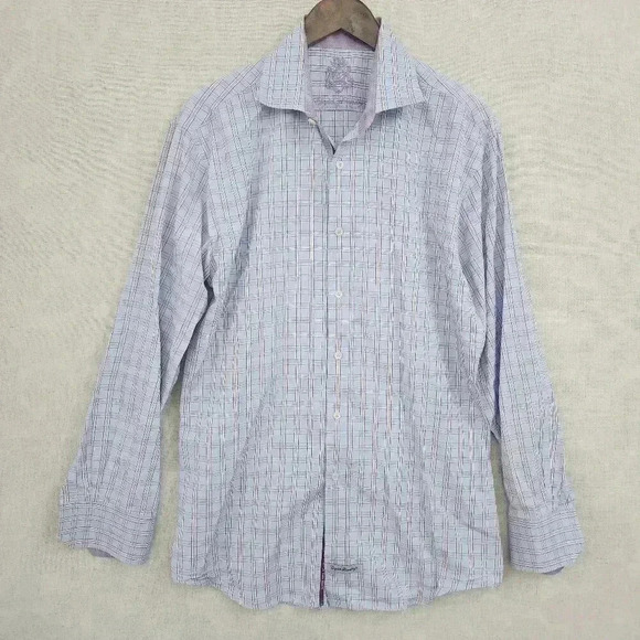 English Laundry Button down Long sleeve Dress shirt Men's 16.5 Plaid 2331P - Picture 1 of 7